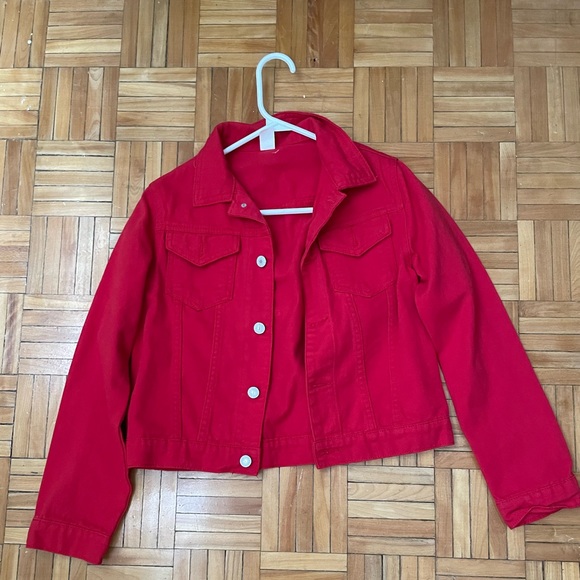 COPY - Red Denim Jacket (Good quality) - Size S - (Tagged zara for exposure) - Picture 2 of 5